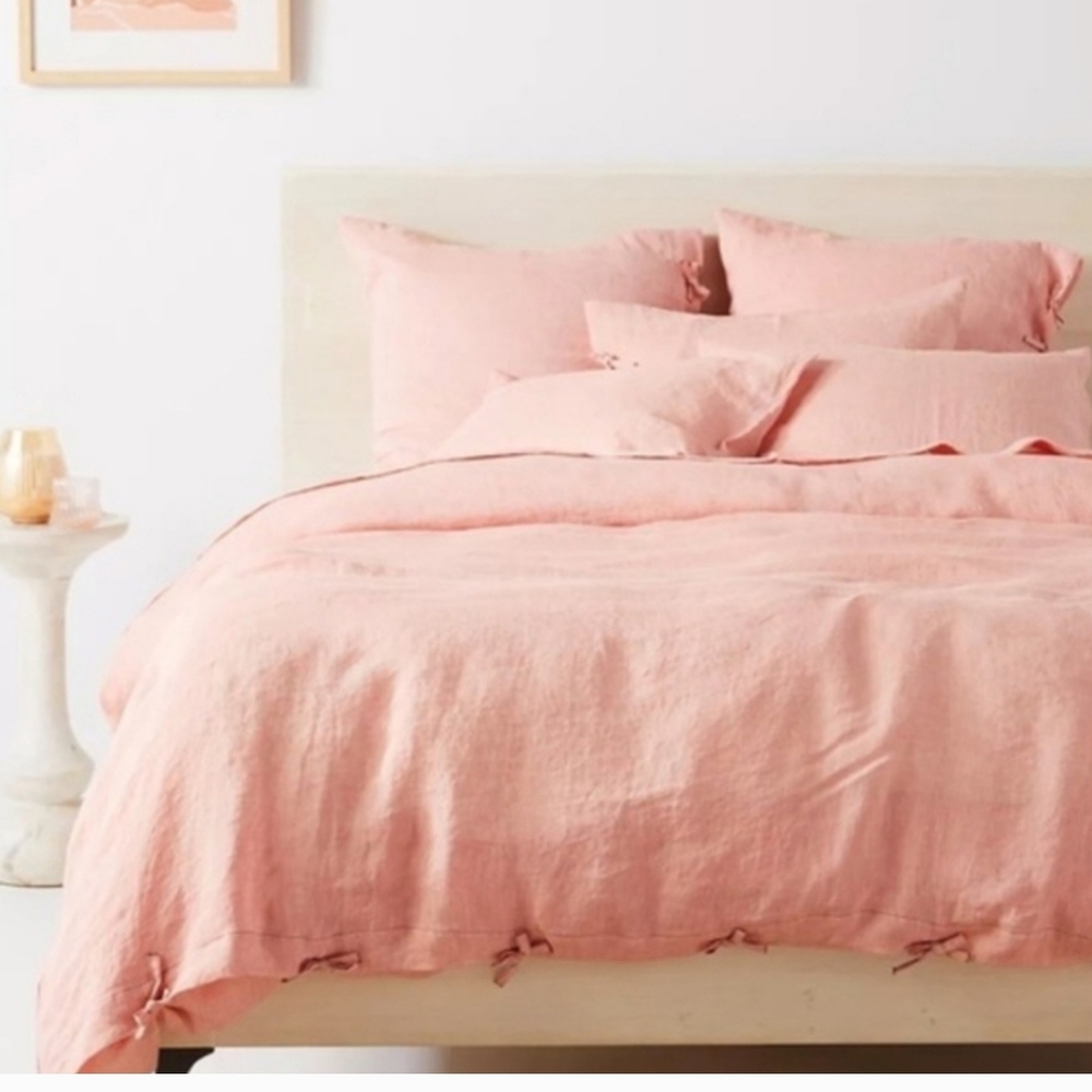 Final $! Anthropologie Harmony Hemp Salmon Pink King Duvet